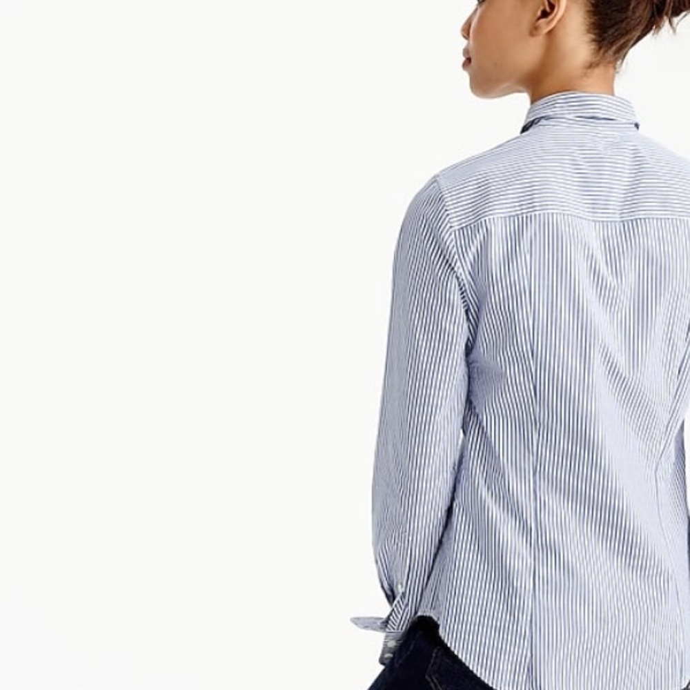 🚫SOLD🚫 NWT J. Crew Perfect Blue Striped Shirt - Picture 5 of 8